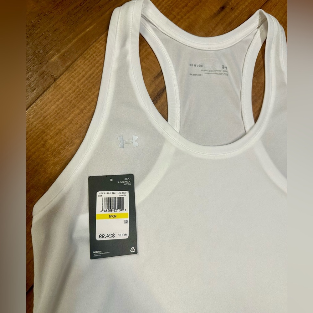 New Under Armour white tank! New, bright white, sweat proof material! Size M. - Picture 5 of 5